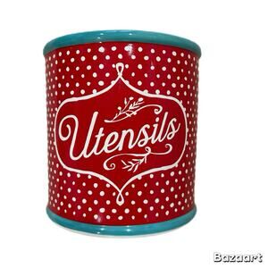 Pre-Owned The Pioneer Woman Polka Dot Utensils Crock W/Flea Market Pattern